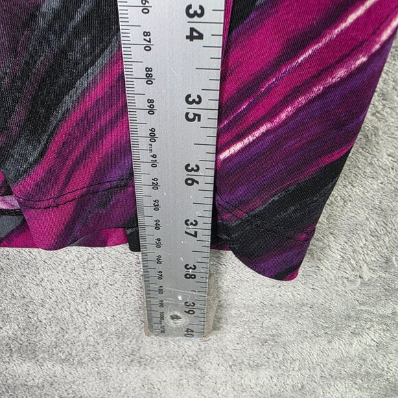 Womens AGB Purple Black Abstract Print Dress V-Neck 3/4 Sleeve Polyester Size 14 - Picture 6 of 8